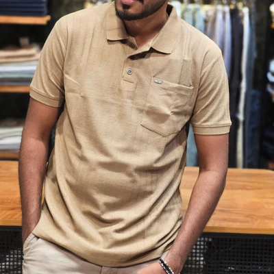 Collar TShirt with Pocket - Beige