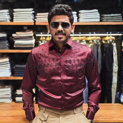 Korean Stonework Shirt - Maroon