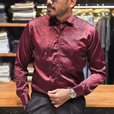 Korean Stonework Shirt - Maroon(V-Design)