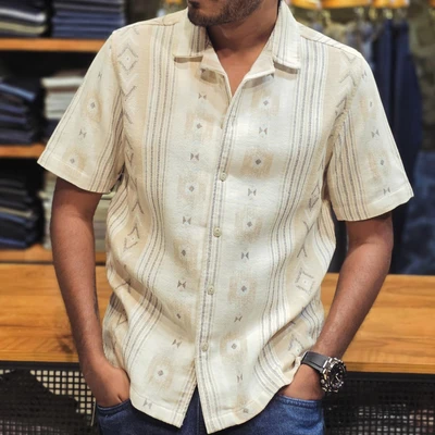 Designer HS shirt - Printed Beige