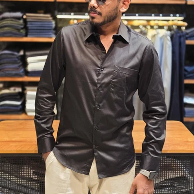 Cotton Satin Shirt - Black