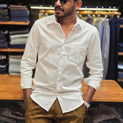 Cotton Satin Shirt - White