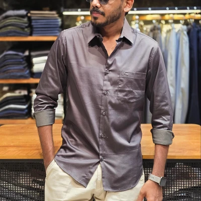 Cotton Satin Shirt - Dark Grey