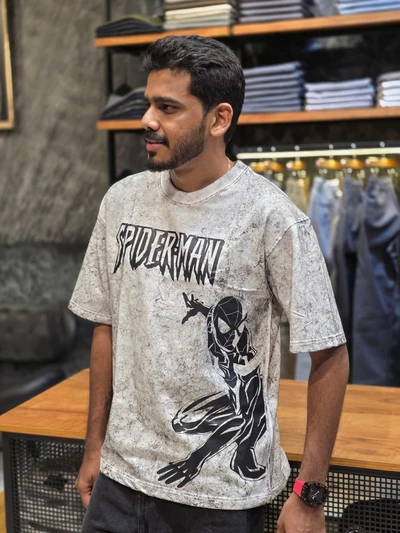 Spiderman White-Acid wash